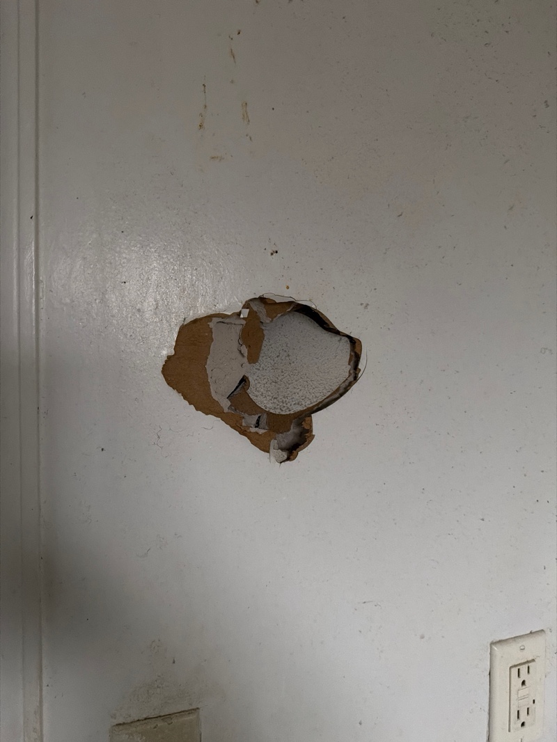 Drywall damage before repair