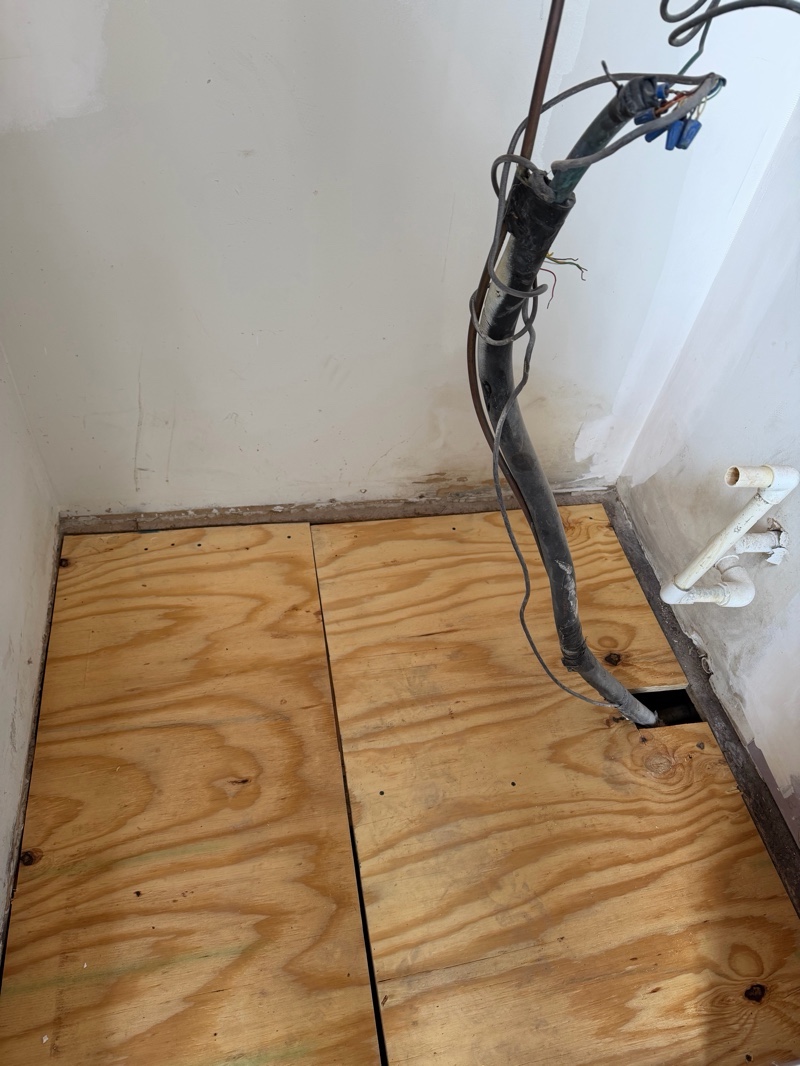 New plywood subfloor installation